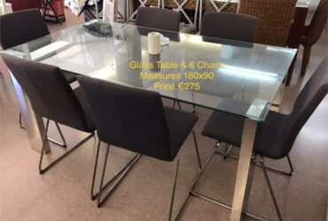 Glass Dining Table & 6 Chairs.