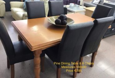 Pine Dining Table & 6 Chairs