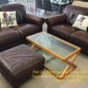 Ox Blood Leather Sofas & Pouffe