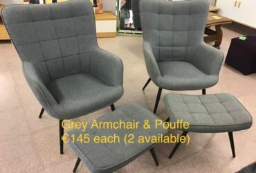 Grey Armchair & Footstool