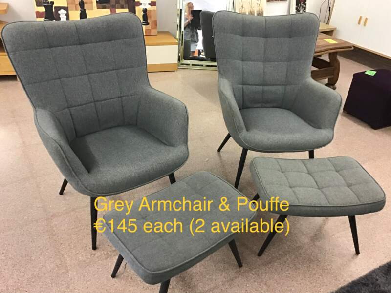 Grey Armchair & Footstool